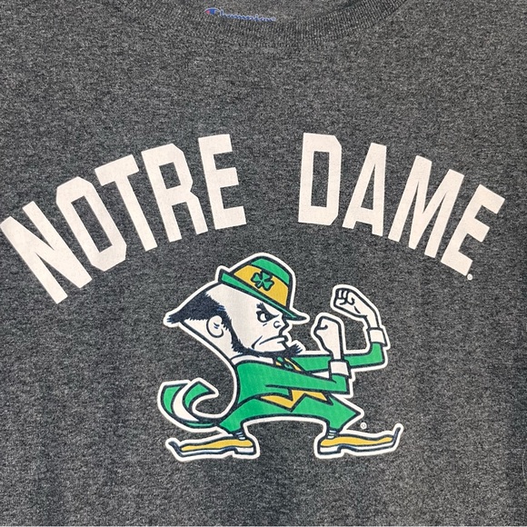 NCAA Notre Dame Fighting Irish Champion T Shirt Football Unisex S Gray Authentic - Picture 2 of 3